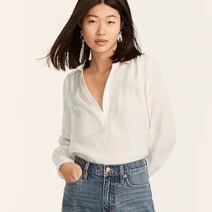 J. Crew Eco Cupro Collared Popover Top
